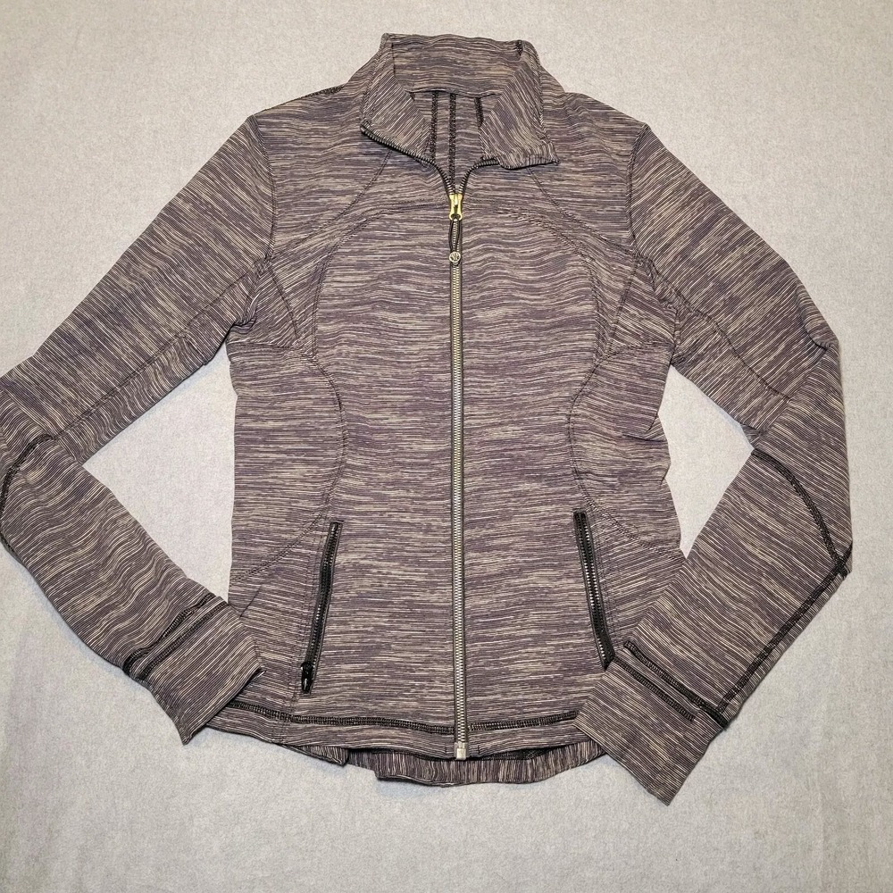 Lululemon Define Jacket Purple Space Dye Heathered Stripe Size 8‎ Full Zip Yoga